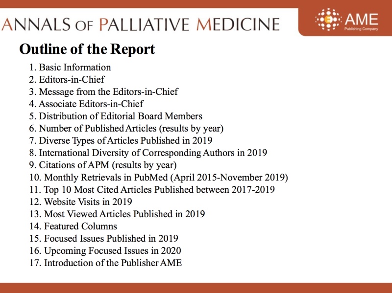 2019 Annual Report of APM Annals of Palliative Medicine